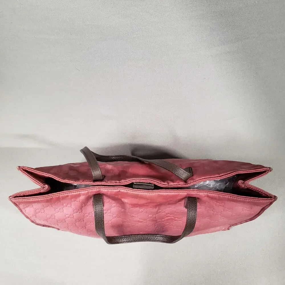 GUCCI Light Red Nylon‎ Embossed Tote Bag Project Piece 355729 467891 Princy - Picture 13 of 16